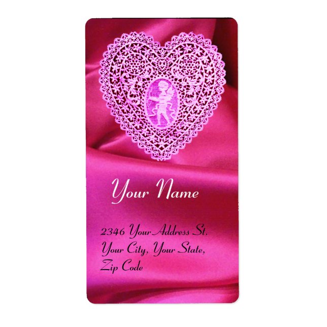 CUPID LACE HEART,FUCHSIA SILK CLOTH pink violet (Front)