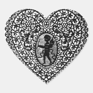 CUPID LACE HEART HEART STICKER