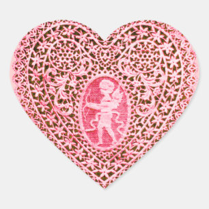 CUPID LACE HEART , Pink Red Black Sticker