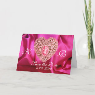 CUPID LACE HEART SILK FUCHSIA CLOTH , Pink Red Holiday Card
