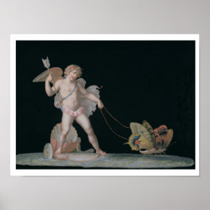 Cupid led by butterflies (oil on panel) poster