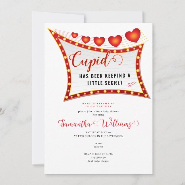 Cupid Little Secret Valentine February Baby Shower Invitation (Front)