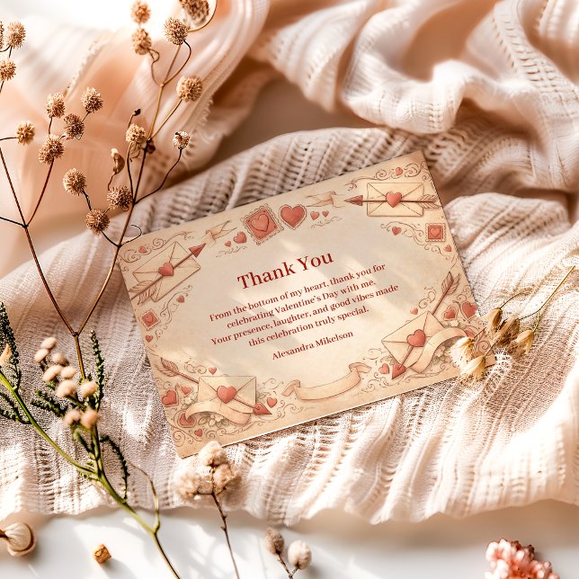 Cupid Love Letters Valentine Party Thank You Card (Creator Uploaded)