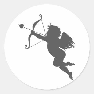 Cupid love silhouette classic round sticker