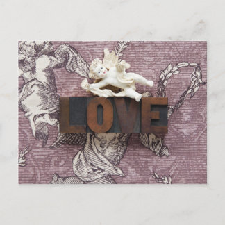 cupid love word postcard