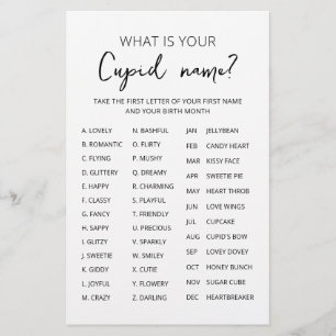 Cupid Name Game Valentine's day Party game