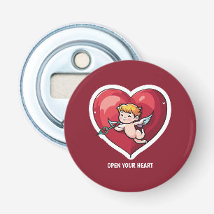 Cupid on Red Heart Bottle Opener