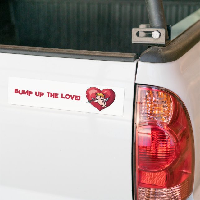 Cupid on Red Heart Bumper Sticker (On Truck)