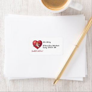 Cupid on Red Heart Label