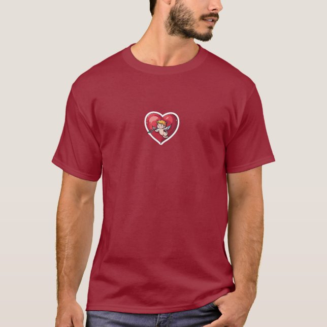 Cupid on Red Heart T-Shirt (Front)