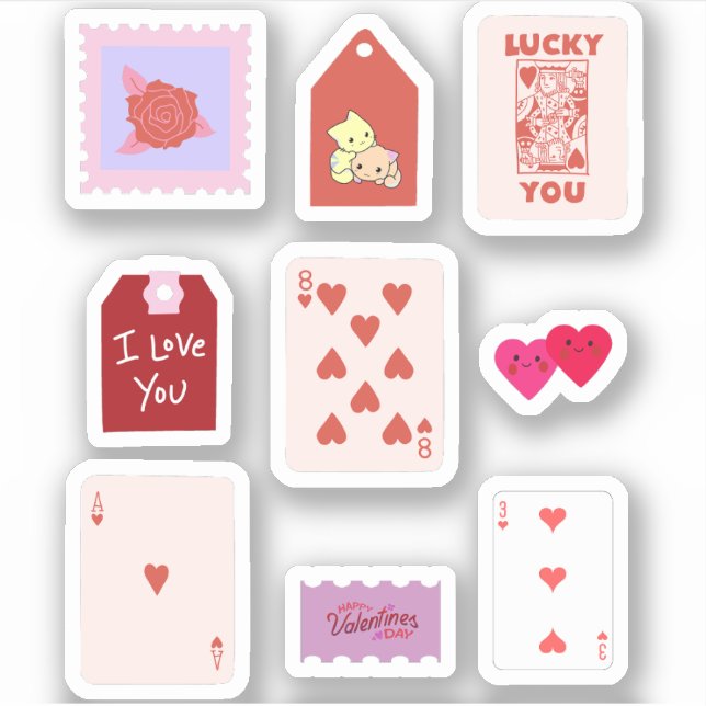 Cupid Pink Love Cards & Hearts (Front)