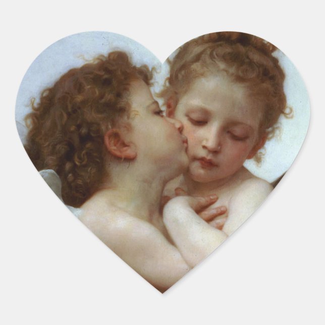 Cupid & Psyche as Children Heart Sticker (Front)