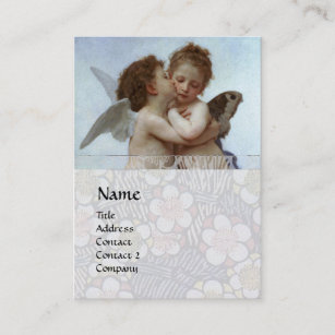 Cupid & Psyche as Children MONOGRAM Sapphire Pearl Business Card