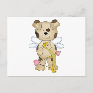 cupid puppy dog sweet valentine holiday postcard