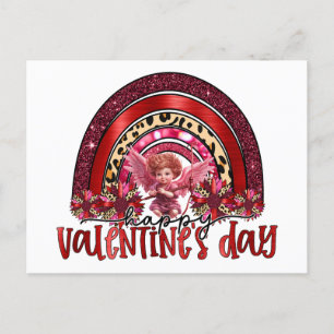 Cupid rainbow valentine's day love bow arrow love holiday postcard