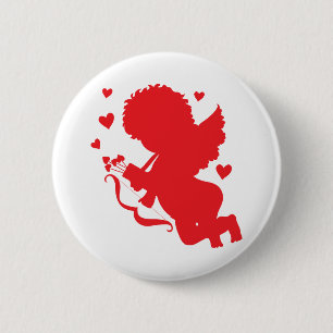Cupid Red Silhouette 6 Cm Round Badge