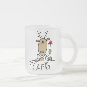 Cupid Reindeer Christmas Tshirts and Gifts Frosted Glass Coffee Mug