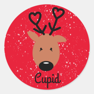 Cupid Reindeer Classic Round Sticker