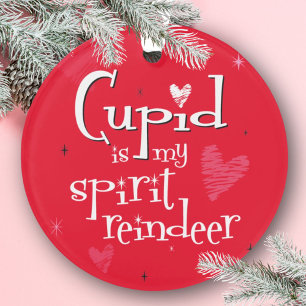 Cupid Reindeer Spirit Animal Red Christmas Ornament
