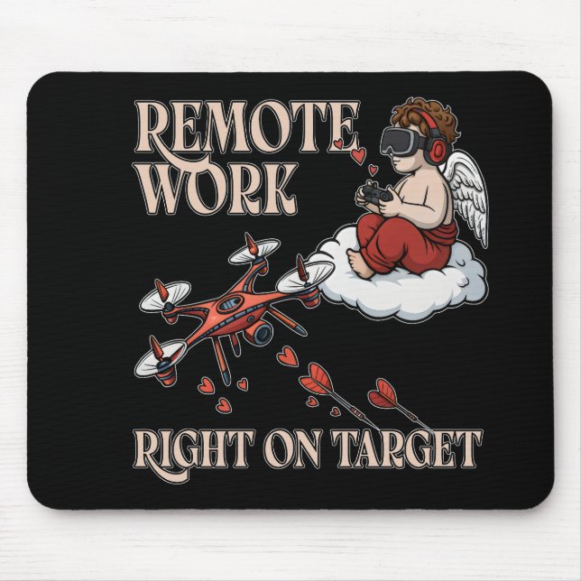 Cupid Remote Work, Valentine’s Day Mouse Mat (Front)