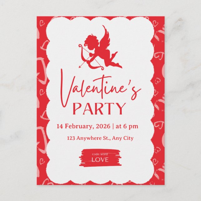 ​"Cupid’s Arrow" – Vibrant Modern Valentine’s Part Holiday Postcard (Front)