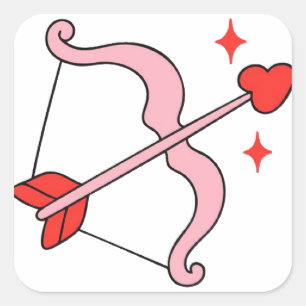 Cupid’s Bow and Arrow of Love – Cute Valentine Ill Square Sticker