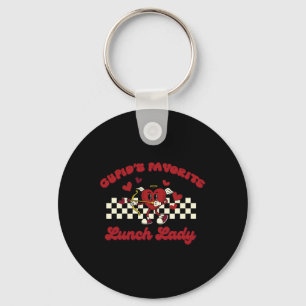 Cupid’s Favorite Lunch Lady Heart Valentine's Day Key Ring