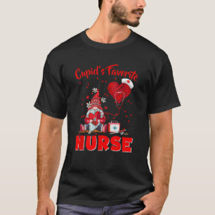 Cupid s Favorite Nurse Gnome Valentine Funny Nursi T-Shirt
