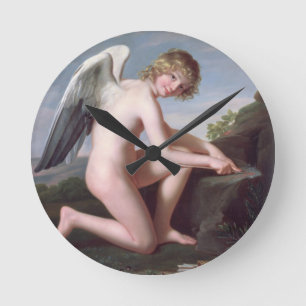 Cupid sharpening his arrows, 1798 (oil on canvas) round clock