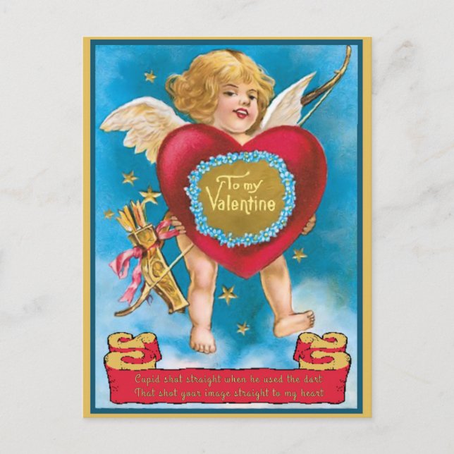 Cupid Shot Straight to My Heart Vintage Postcard (Front)