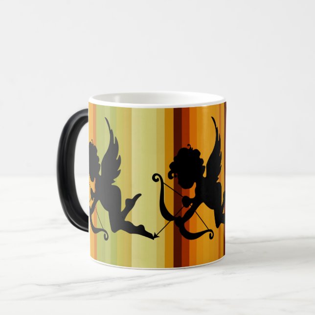 Cupid Silhouette Angel with Heart Design Magic Mug (Front Left)