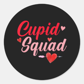 Cupid Squad Hearts Funny Valentine's Day For Classic Round Sticker