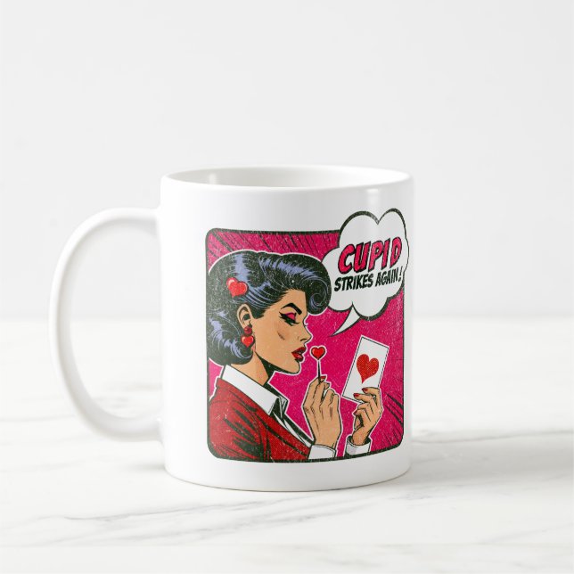 Cupid Strikes Again - Valentine's Day Coffee Mug (Left)