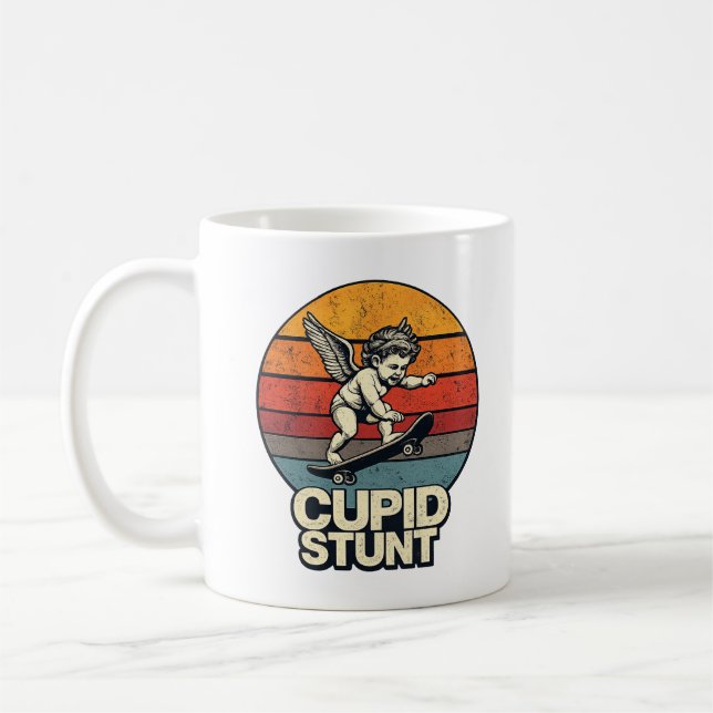Cupid Stunt Funny Vintage Angel Retro Sunset Mug (Left)