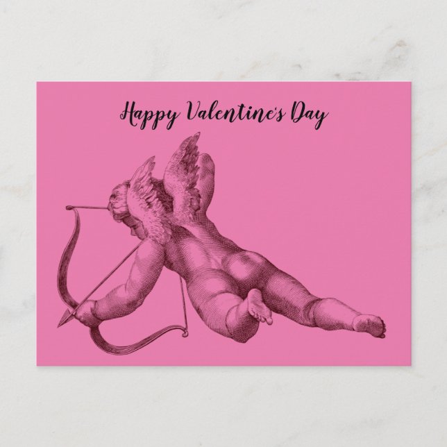 Cupid the Angel in Pink Valentine's Day Card (Front)