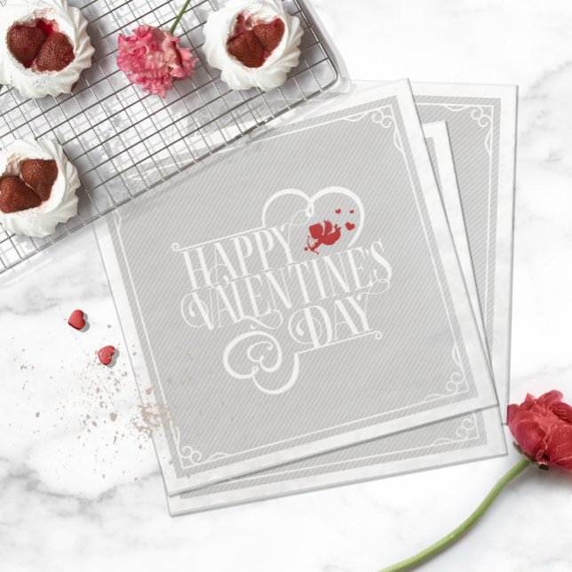 Cupid Typography Valentine's Day White ID736 Napkin (Creator Uploaded)