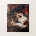 Cupid Untying the Zone of Venus Jigsaw Puzzle<br><div class="desc">Oil on canvas by Sir Joshua Reynolds entitled, "Cupid Untying the Zone of Venus". (Zone is an old-fashioned word for girdle) A young cupid with little wings untying the blue ribbon around the waist of Venus, who is covering half her face with a delicate hand. Painted in 1788, it is...</div>