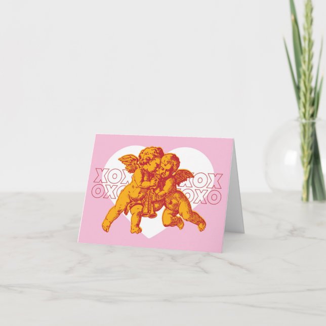 Cupid Valentine Card. XOXO Announcement (Front)