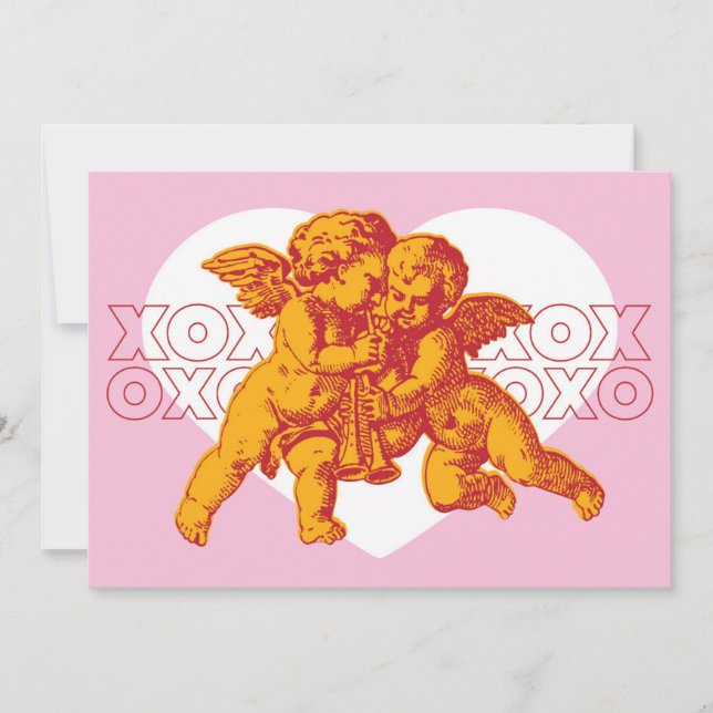 Cupid Valentine Card. XOXO Announcement (Front)