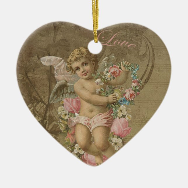 Cupid - Vintage Ceramic Tree Decoration (Front)