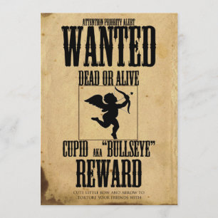 Cupid Wanted Poster Valentine Day Party Invitation