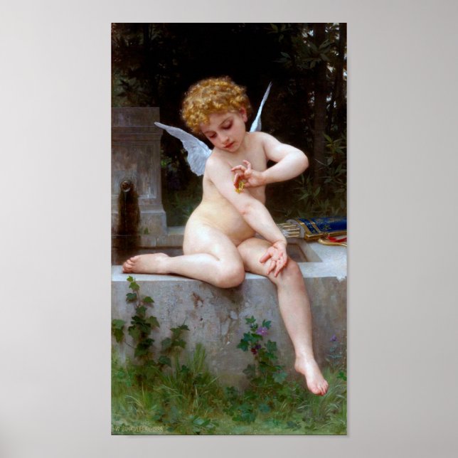 Cupid with a Butterfly, Bouguereau Poster (Front)