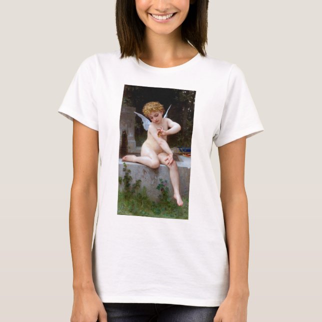 Cupid with a Butterfly, Bouguereau T-Shirt (Front)