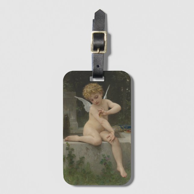 Cupid With a Butterfly (by Bouguereau) Luggage Tag (Front Vertical)