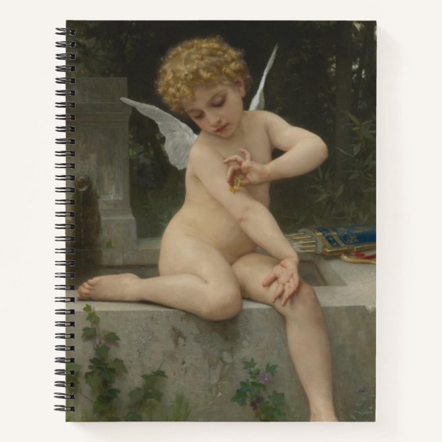 Cupid With a Butterfly (by Bouguereau) Notebook (Front)