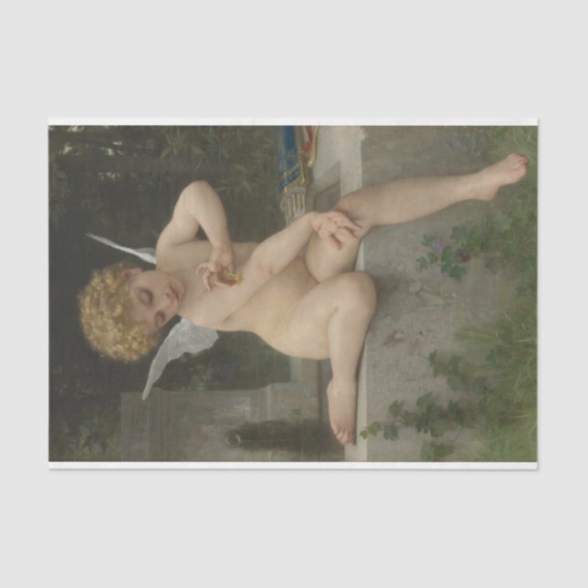 Cupid With a Butterfly (by Bouguereau) Tissue Paper (Front)