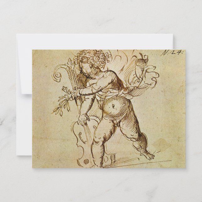 Cupid with a Violin by Domenico Campagnola (Front)