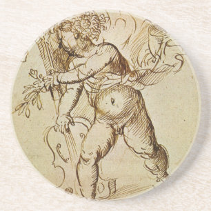 Cupid with a Violin by Domenico Campagnola Coaster