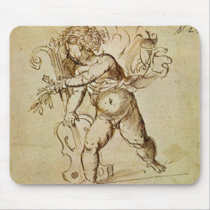 Cupid with a Violin by Domenico Campagnola Mouse Mat