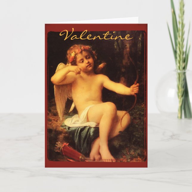 Cupid with Bow Fine Art Image Valentine Holiday Card (Front)
